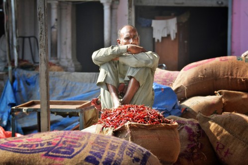 Spice Market worker in Old Delhi - photo by Renata Blonska